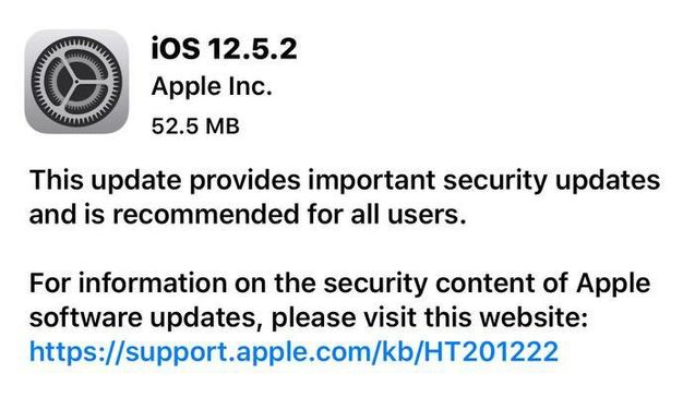 仙居苹果手机维修分享iOS12.5.2发布，建议所有老苹果用户安装 